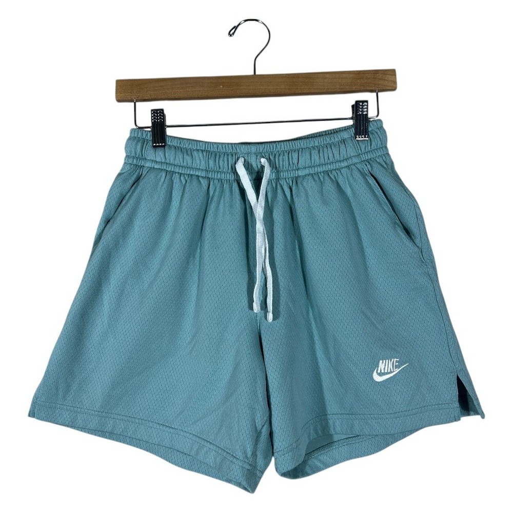 Nike Sportswear Mesh Solid Athletic Shorts Teal Blue Sporty Gym Size S
